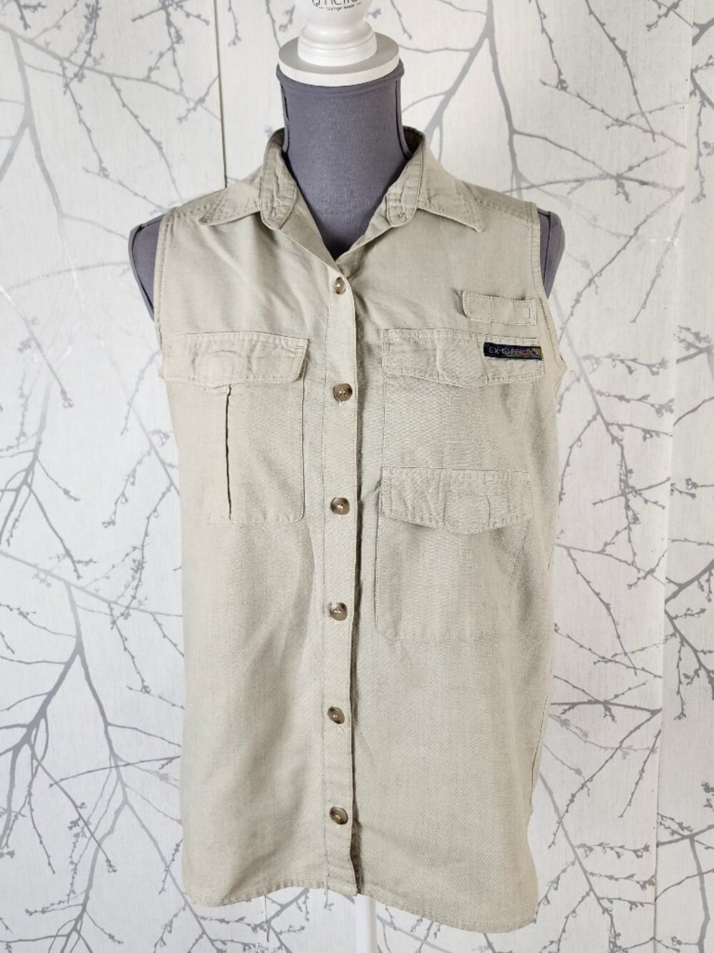 Exofficio Beige Cotton Blend Button Front Vest